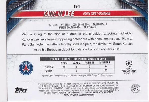 Topps Chrome Hobby UCC Champions League 23/24 Kang-In Lee Paris Saint-Germain