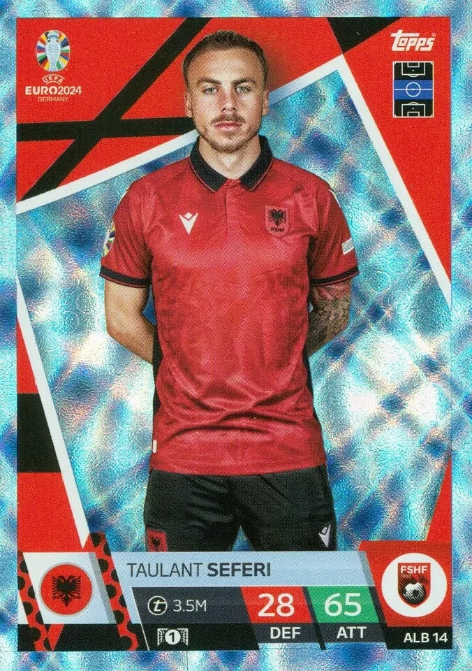 Match Attax Euro 2024 Taulant Seferi Crystal Parallel Blue Topps UEFA Card