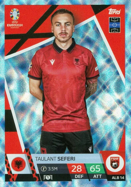 Match Attax Euro 2024 Taulant Seferi Crystal Parallel Blue Topps UEFA Card