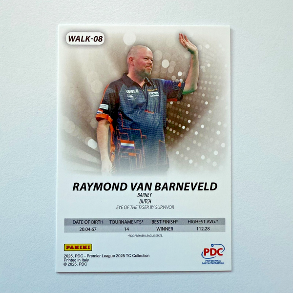 Panini PDC Premier League 2025 Van Barneveld Walk On /100 Darts Card