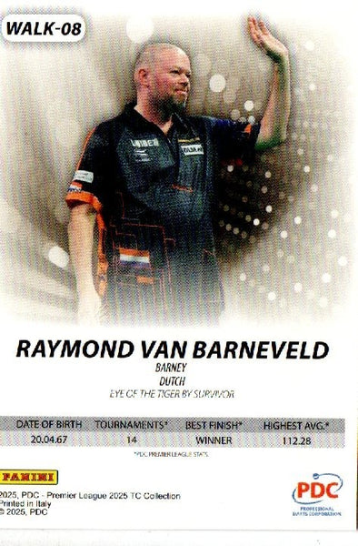 Panini PDC Premier League 2025 Van Barneveld Walk On /100 Darts Card
