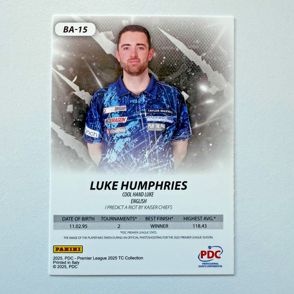 Panini PDC Premier League 2025 Luke Humphries Pink Cracked Ice Card