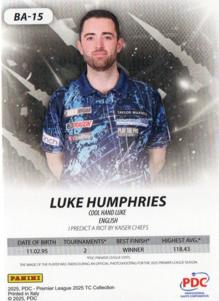 Panini PDC Premier League 2025 Luke Humphries Pink Cracked Ice Card