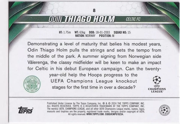 Topps Chrome Hobby UCC Champions League 23/24 Odin Thiago Holm Celtic Card #8