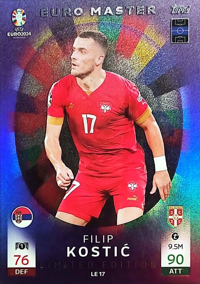 Match Attax UEFA Euro 2024 Filip Kostic Serbia Master Limited Edition Topps Card