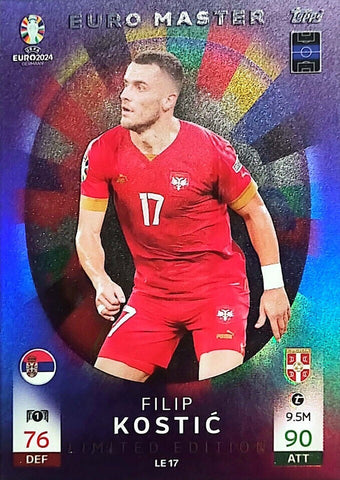 Match Attax UEFA Euro 2024 Filip Kostic Serbia Master Limited Edition Topps Card