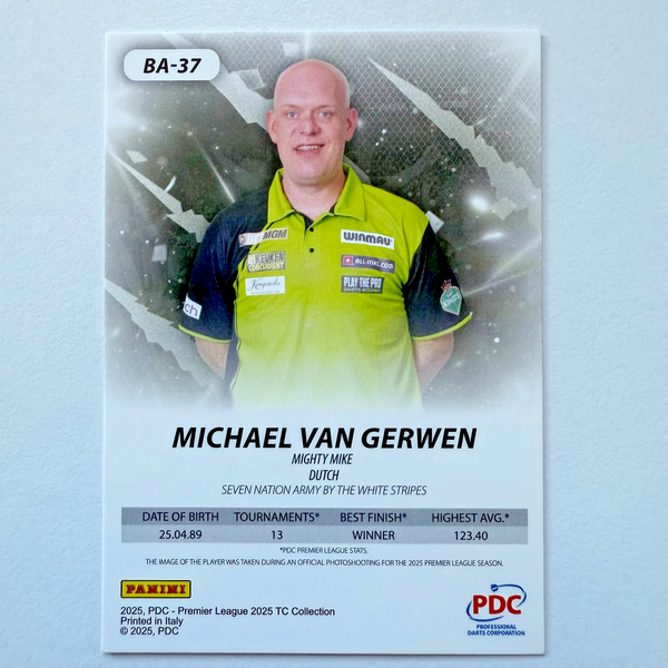 Panini PDC Premier League 2025 Van Gerwen Blue /80 Darts Card