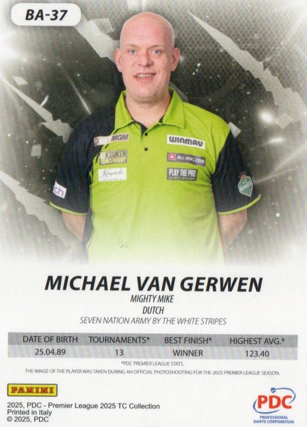 Panini PDC Premier League 2025 Van Gerwen Blue /80 Darts Card