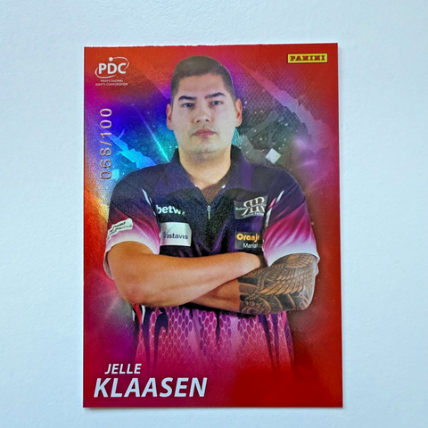 Panini PDC Premier League 2025 Jelle Klaasen Red /100 Darts Card
