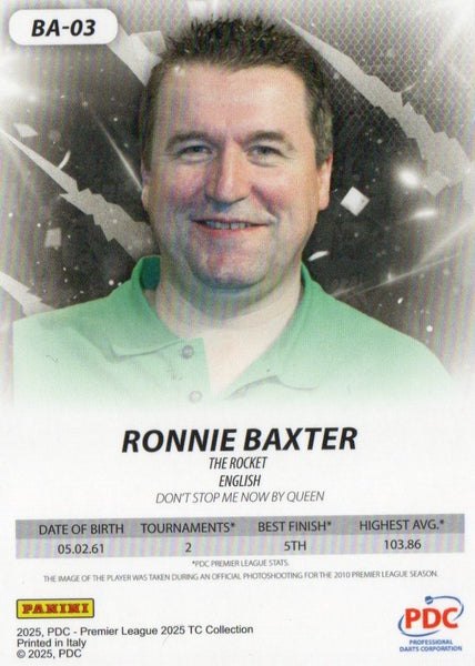 Panini PDC Premier League 2025 Ronnie Baxter Blue /80 Darts Card