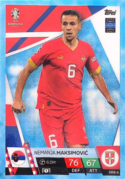 Match Attax Euro 2024 Nemanja Maksimovic Serbia Crystal Parallel Blue Topps Card