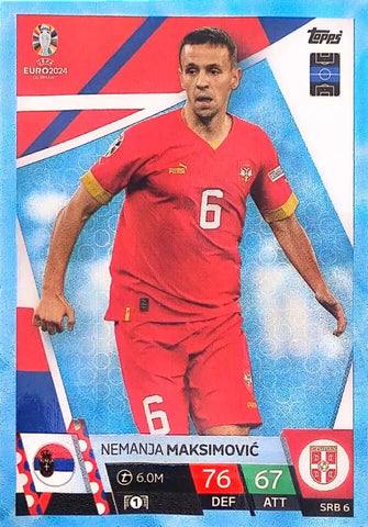 Match Attax Euro 2024 Nemanja Maksimovic Serbia Crystal Parallel Blue Topps Card