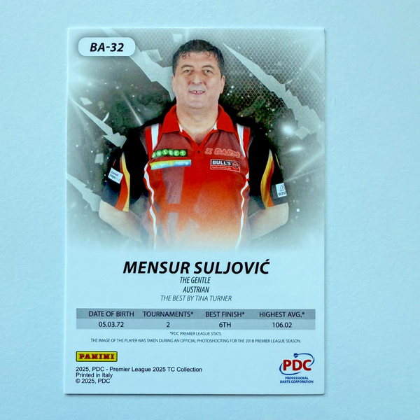 Panini PDC Premier League 2025 Mensur Suljovic Blue /80 Darts Parallel Card