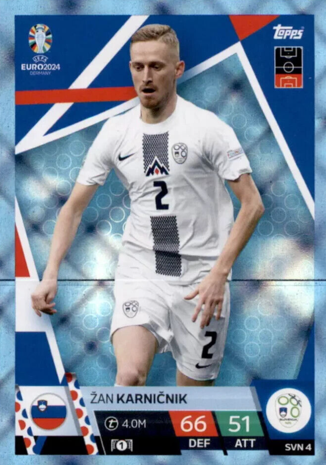 Match Attax Euro 2024 Zan Karnicnik Slovenia Crystal Parallel Blue Topps Card