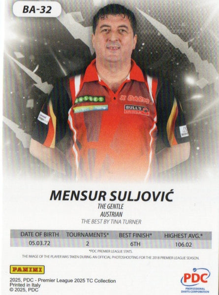Panini PDC Premier League 2025 Mensur Suljovic Blue /80 Darts Parallel Card
