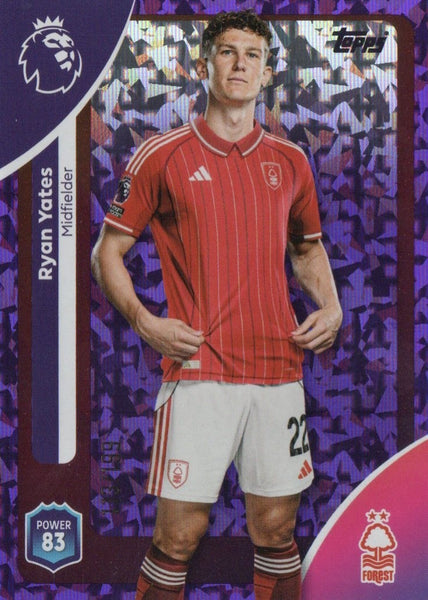 Topps Premier League 25/26 Ryan Yates Purple Parallel Nottingham Forest /199