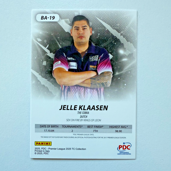 Panini PDC Premier League 2025 Jelle Klaasen Red /100 Darts Card