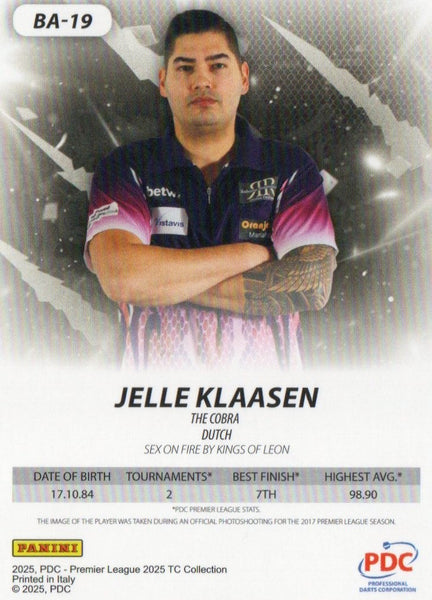 Panini PDC Premier League 2025 Jelle Klaasen Red /100 Darts Card