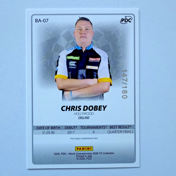 Panini 2026 PDC Chris Dobey Base Parallel /180 Darts World Championship Card