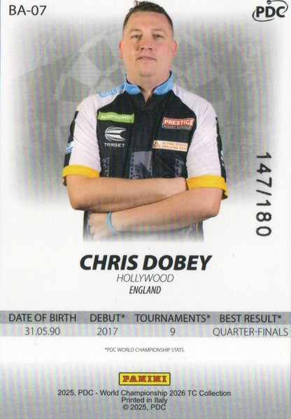 Panini 2026 PDC Chris Dobey Base Parallel /180 Darts World Championship Card
