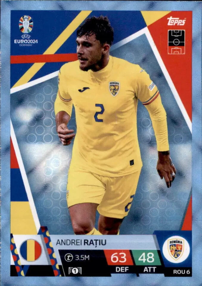 Match Attax Euro 2024 Andrei Ratiu Romania Crystal Parallel Blue Topps Card