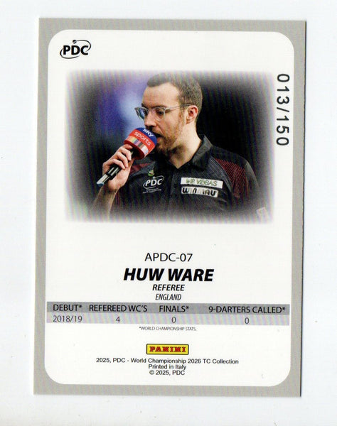 Panini 2026 PDC Huw Ware Referee Parallel /150 Darts World Championship Card