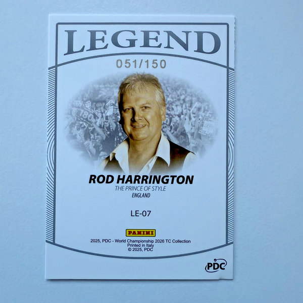Panini 2026 PDC Rod Harrington Legend /150 Darts World Championship Card