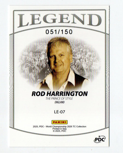 Panini 2026 PDC Rod Harrington Legend /150 Darts World Championship Card
