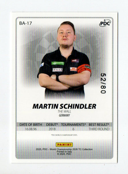 Panini 2026 PDC Martin Schindler Base Parallel /80 Darts World Championship Card