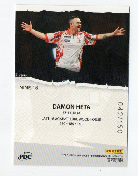 Panini 2026 PDC Damon Heta 9 Dart Club /150 Darts World Championship Card