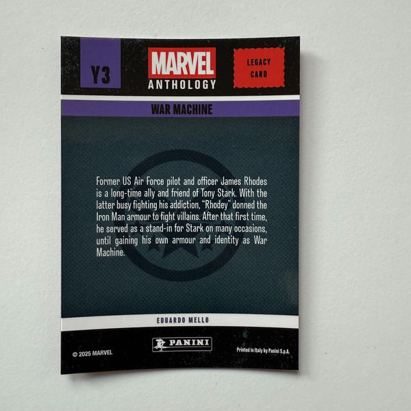 Panini Marvel Anthology War Machine Legacy Card Y3