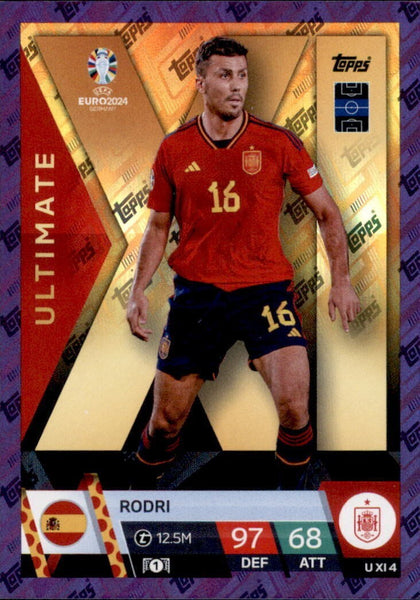 Match Attax Euro 2024 Rodri Spain Crystal Parallel Purple Sapphire Ultimate Card