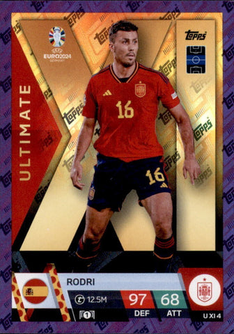 Match Attax Euro 2024 Rodri Spain Crystal Parallel Purple Sapphire Ultimate Card