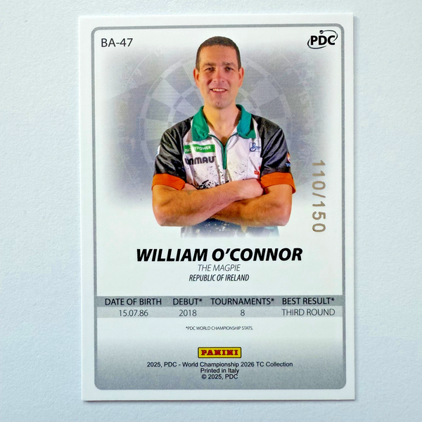 Panini 2026 PDC William O'Connor Parallel /150 Darts World Championship Card