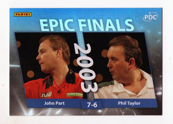 Panini 2026 PDC John Part Phil Taylor Epic Finals /150 Darts Trading Card