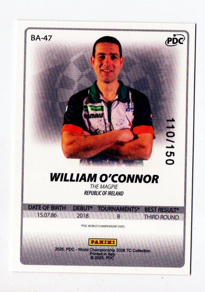 Panini 2026 PDC William O'Connor Parallel /150 Darts World Championship Card