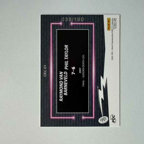 Panini PDC World Championship Darts 2026 Van Barneveld Taylor Decider /180
