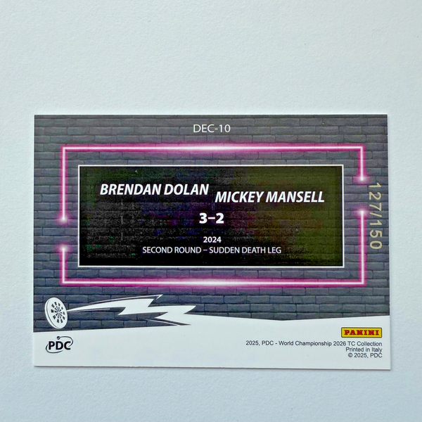Panini 2026 PDC Dolan Mansell Decider /150 Darts World Championship Card