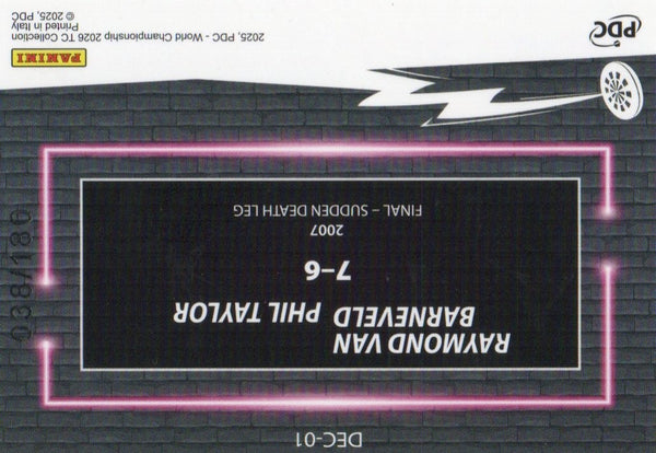Panini PDC World Championship Darts 2026 Van Barneveld Taylor Decider /180