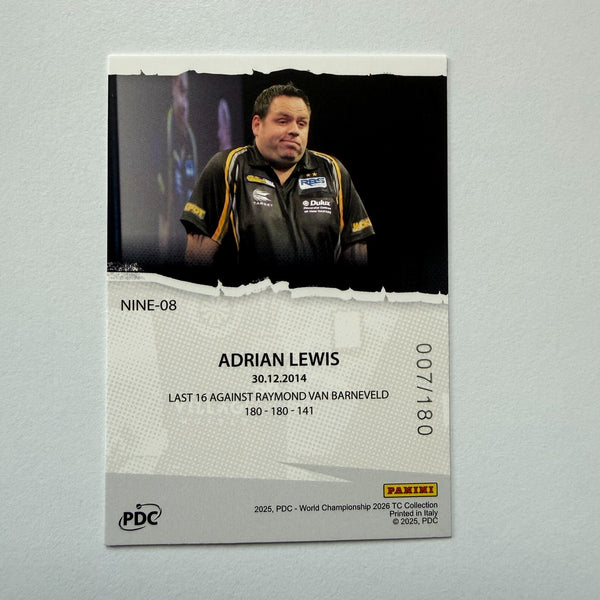Panini 2026 PDC World Championship Darts Adrian Lewis 9 Dart Club Card /180