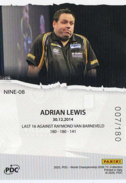 Panini 2026 PDC World Championship Darts Adrian Lewis 9 Dart Club Card /180