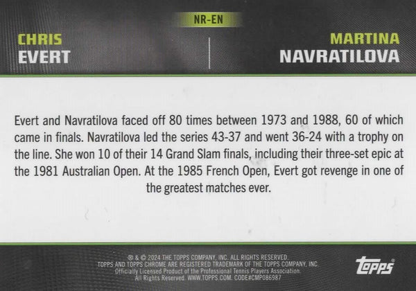 Topps Graphite 2024 Evert Navratilova Rivalries Chrome Tennis Card /199