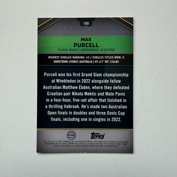 Topps 2024 Graphite Tennis Max Purcell Green Parallel Refractor Card 28/75