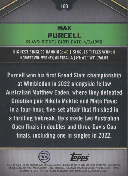 Topps 2024 Graphite Tennis Max Purcell Green Parallel Refractor Card 28/75