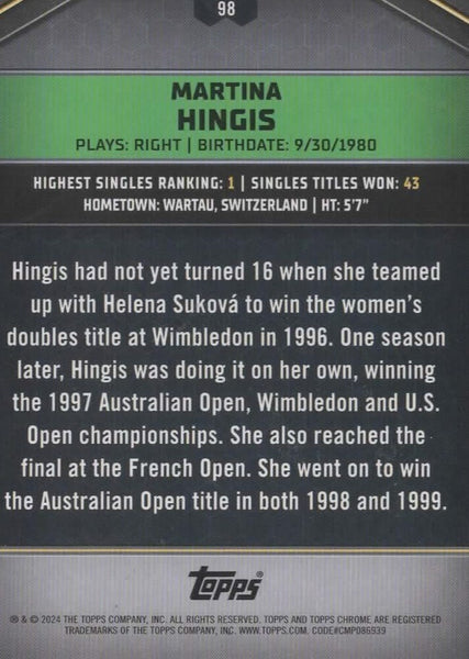 Topps 2024 Graphite Tennis Martina Hingis Green Parallel Chrome Card 50/75