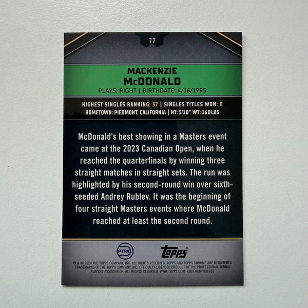 Topps 2024 Graphite Tennis Mackenzie Mcdonald Blue Refractor Parallel Chrome /50