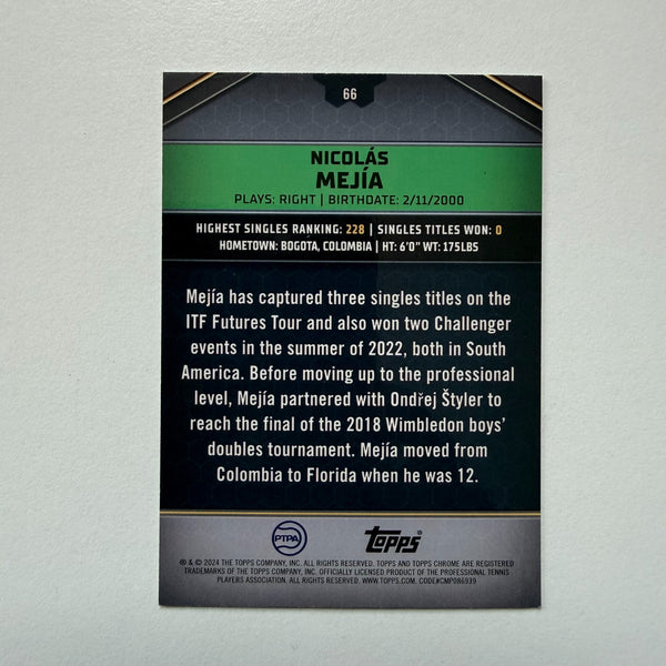 Topps 2024 Graphite Tennis Nicolas Mejia Green Parallel Chrome Card 8/75