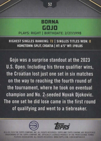 Topps 2024 Graphite Tennis Borna Gojo Green Parallel Refractor Card 115/199