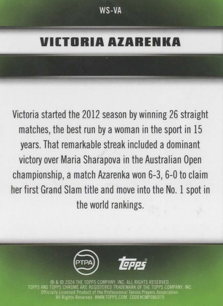 Topps Graphite Tennis 2024 Victoria Azarenka Winning Streaks /199 WS-VA