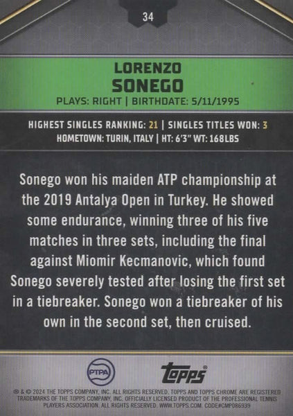 Topps 2024 Graphite Tennis Lorenzo Sonego Green Parallel Refractor Chrome /199